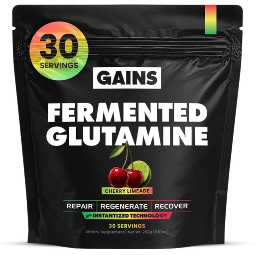 [BRSRG23QAUBBMALO] Gains in Bulk L-Glutamine, Gluten Free Glutamine Powder for Muscle Recovery and Growth, Post Workout Support, Amino Acid Supplement, Promotes Protein Synthesis, Non GMO, Cherry Limeade, 30 Servings