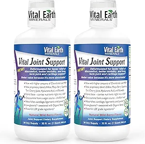 [BRSWKYAMCZYA2D3C] Vital Earth Liquid Joint Support Supplement 2-Pack – Glucosamine, Chondroitin, MSM Plus Hyaluronic Acid, Boswellia & Fulvic Acid (70+ Trace Minerals), 32 Oz Ea