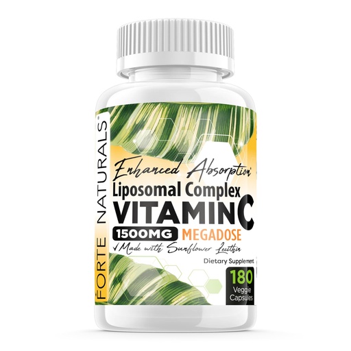 [BRSWYC37CAGR63I2] High Dose Vitamin C 1500mg Liposomal C Complex Supplement with Sunflower Lecithin Capsules Supplements Clogged Milk Sunflower Lecithin 180 Capsules Celebration Vitamins