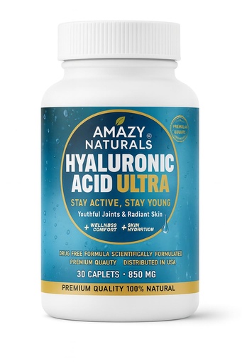 [BRSREBT5OIJQA3Q2] Hyaluronic Acid Ultra 850mg, 30 Caplets – Premium Joint and Skin Supplement with Hydrolyzed Collagen and Turmeric – Mobility & Flexibility Support, Unisex