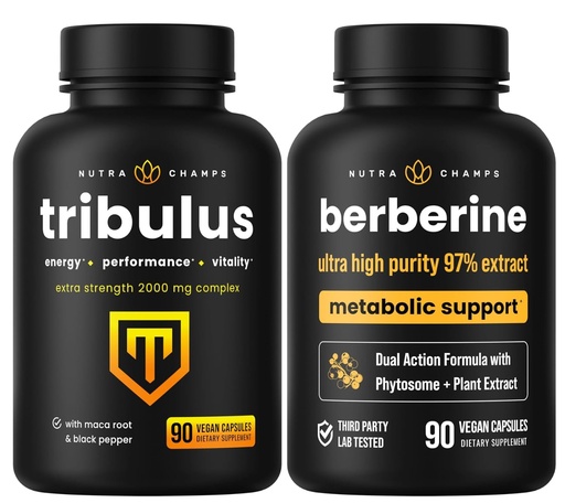 [BRSRAFLQB57WAG37] NutraChamps Complete Vitality & Metabolic Health: Tribulus & Berberine Duo