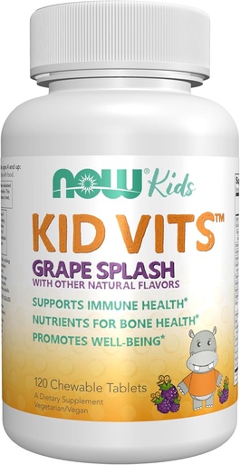 [BRSRAGANCAMQEGY7] NOW Kids Supplements, Kid Vits Multivitamin, Grape Flavor, 120 Chewable Tablets