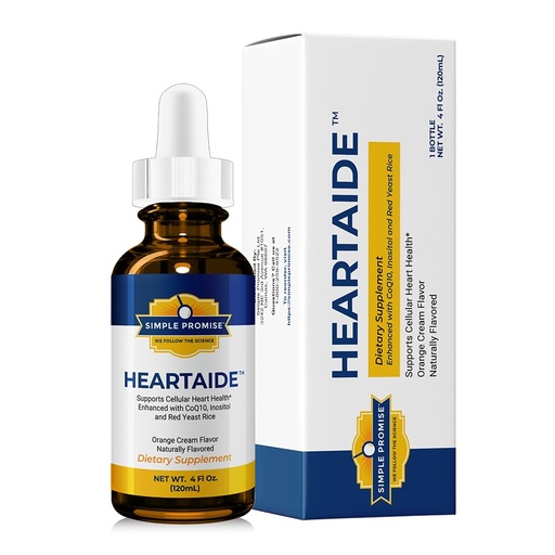 [BRSRAAQCBMFAO3LV] Simple Promise HeartAide - Heart Health Supplement - Red Yeast Rice with CoQ10 (200mg & 100mg) & Inositol - Liquid Drops for Cholesterol & Cardiovascular Support - 4 fl oz, Orange Cream Flavor