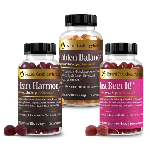 [BRSRGFARCIJRG3T3] Natural Cardiology Institute 1-2-3 Pressure Down Trio Bundle – Doctor-Formulated Gummy Supplement with Just Beet It!, Golden Balance & Heart Harmony Gummies
