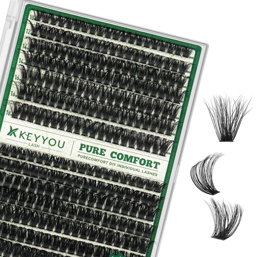 [BRSREHA3BN6RUCLU] KEYYOU Lash Clusters Thick Volume 280pcs 80D&100D 10-18mm D Curl Eyelash Clusters with 0.03mm Thin Band, Super Soft Wispy for Beginner DIY at Home