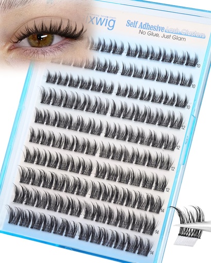 [BRSRGFD6CMHAAFLF] Self Adhesive Lash Clusters 10-14MM Short Self Adhesive Eyelashes Wispy Eyelash Clusters Pre Glued Manga Cluster Lashes Spiky Natural Individual lashes CD Curly Press On Lashes by Lvmixwig