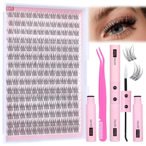 [BRSROHQ3DFYGCD3V] Natural Lash Extension Kit Wispy Eyelash Clusters 9-11mm Lash Cluster Kit with Lash Bond and Seal and Lash Applicator 180pcs Cluster Eyelash Extensions Kit for Beginners DIY at Home by Yawamcia