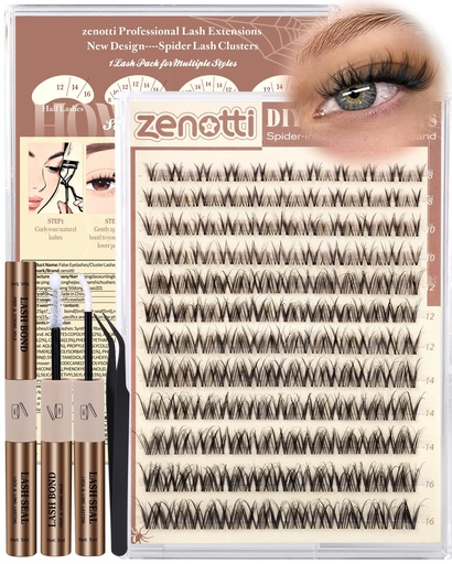 [BRSRGHQPPIFRUCIV] Spider Lashes Cluster Kit Natural Breeze Lash Clusters Wispy Eyelash Clusters Kit Venus Cluster Eyelash Extension Fluffy Individual Lashes D Curly 8-16mm Lash Extensions with Invisible Band by zenotti