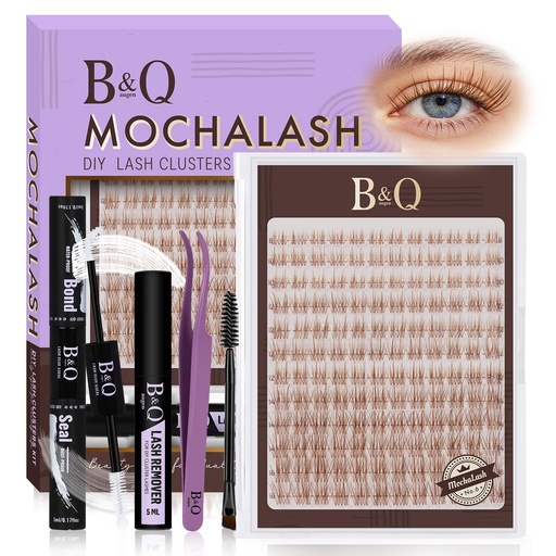 [BRSRGHT6CUHAY237] B&Q Brown Lash Clusters Kit Natural Mochalash Clusters 06, Wispy Eyelash Clusters Kit C-Curl Cluster Eyelash Extensions 8-16mm Brown Lash Eyelashes Kit for Fair/Dark Hair(Mochalash 06 Set)