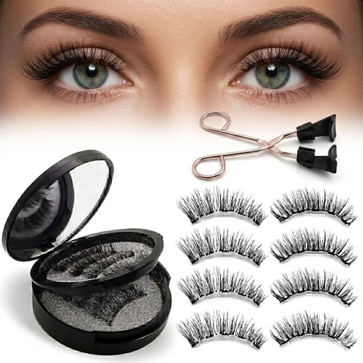 [BRSRYZATCEHAKHTG] Magnetic Eyelashes with Applicator - Natural Look False Lashes Kit, Reusable 3D Lightweight Wispy Fake Eyelashes for Beginners, No Glue Needed & Comfortable All-Day Wear, 4 Pairs Black