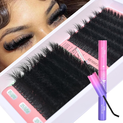 [BRSRGCQQCMFRQCYY] Lash Clusters Kit 260D Mega Volume DIY Eyelash Extensions With Bond And Seal 180pcs Soft Cluster Lashes For Natural And Dramatic Look 12-18mm Lengths D Curve Reusable Salon at Home By Hiklasy