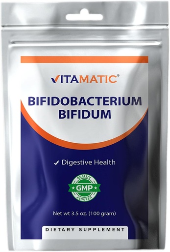 [BRSRAYIDOEIWCD36] Vitamatic Bifidobacterium Bifidum Probiotic Powder - Digestive Health Support - 100 Gram (3.5 OZ) - 100 Servings