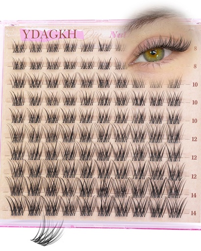 [BRSRGCAHAENRE3YU] Short Lash Clusters 8-14mm Natural Eyelash Clusters Invisible Clear Band Cluster Eyelash Extensions Silk Mink Wispy Individual Lashes Pestañas Postizas Naturales DIY Daily Lash Extension Soft Black