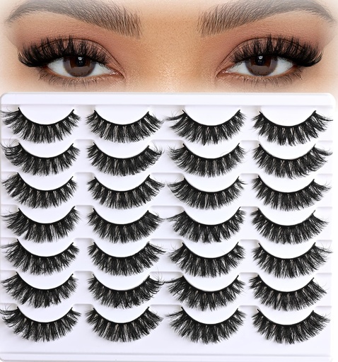 [BRSRAAT5BMOQO2A2] APCYUST Lashes Volume Mink Eyelashes 14 Pairs Cateye Lash Strips Wispy Cat Eye Lashes Natural Look Short Thick Fluffy False Strip Eyelash Full Small Fake Lashes Pack Black Pestañas Postizas for Women