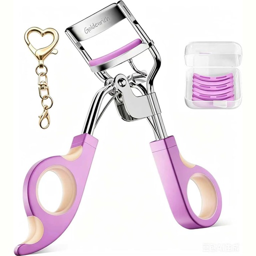 [BRSRGBL2OENGKGT3] Eyelash Curler with 10 Boxed Replacement Pads & 1 Heart Keychain Charm, Ergonomic Lash Curler with Dual Extra Springs for Long-Lasting Curl, No Pinch No Pull, Ideal for Daily Makeup & Gifting
