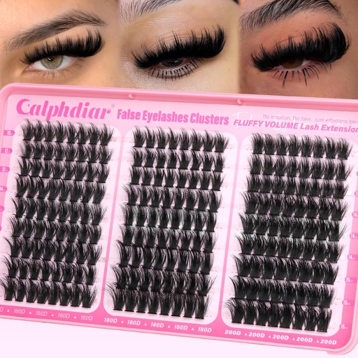 [BRSRG23QDN6BA3LV] Fluffy Lash Clusters Thick Volume Lash Extension 10-18mm Cluster Eyelash Extensions Individual Lashes Wispy Eyelash Clusters Easy to Apply Cluster Lashes DIY Dramatic Lash Fills (160D+180D+200D)