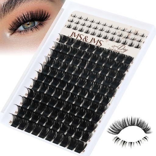 [BRSRGBD2CADWYDY7] JMS&JMS Fluffy Lash Clusters 300D with Bottom Fairy Lashes, Volume Eyelash Clusters 12-20mm, D Curl Eyelash Extension, Supersoft Individual Lashes Wispy Cluster Lashes Dramatic Full Look Eyelash