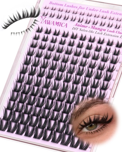 [BRSRGAA5DEPGCHTJ] Spiky Manga Lash Clusters Volume Anime Eyelash Clusters Wispy Fairy Individual Lashes DIY Anime Eyelash Extensions 8-16mm with Bottom Lashes 6-7mm for Easy Application by Yawamica