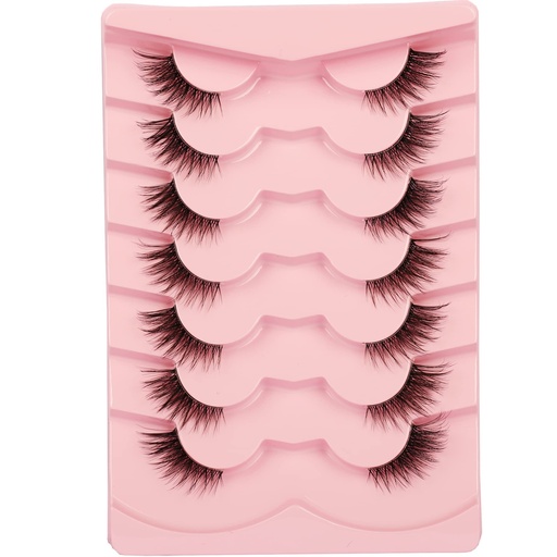 [BRSROZQNOR6WYFDL] False Eyelashes Natural Half Lashes Cat Eye Clear Band Lashes Fluffy Wispy 3D Faux Mink Lashes Pack Soft Strips Fake Eyelashes 7 Pairs