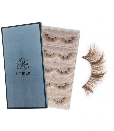 [BRSRGEL5PMBR6HTZ] DYSILK Naked Brown Strip Lashes - 8-16mm Wispy Spiky Manga Brown-02 | 5 Pairs Cat Eye Lashes, Faux Mink Eyelashes, Trimmable, Ultra-Fine Clear Band, False Eyelashes For Blondes & Light Hair