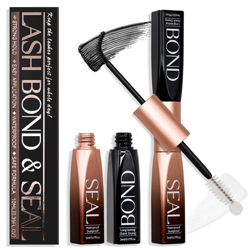 [BRSRACQTBUNBG3TJ] Cluster Lash Glue, Water-Proof Bond and Seal, Latex-Free Eyelash Glue for Sensitive Eyes, Strong Hold Lash Adhesive, Long-Lasting for 72 Hour, Black