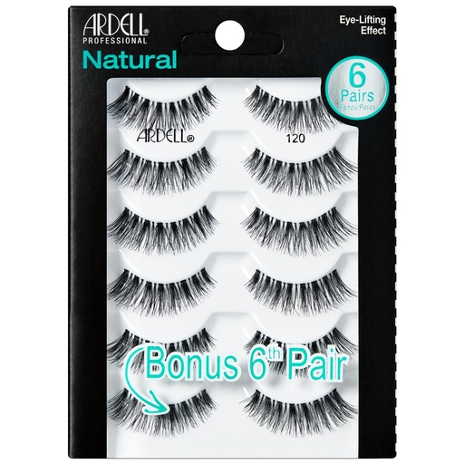 [BRSW2AYZAR4B4YDD] Ardell Natural Lashes 120, Natural Look Wispy Strip False Eyelashes, 6 Pair | Lightweight, Long-Lasting Wispies Strips for Everyday Wear, Mink Fur, Black, 1 Pack