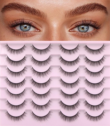 [BRSW2CQNAUNWG2AU] Kiromiro Natural Lashes Wispy Fake Eyelashes Nautal Look 10mm 3D Mink Lashes Extension Soft Strip Eyelashes Pack