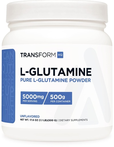 [BRSRMBIPCR6AG2Q7] TransformHQ L-Glutamine Powder, 500G, 100 Servings - Gluten Free, Non-GMO