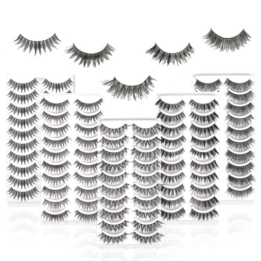 [BRSWGAQBDJ4AI2TZ] 50 Pairs 5 Styles MUSELASH False eyelashes set professional 100% Handmade natural, glamorous, demi wispies, volume multipacks, cotton band, 10 Pairs Eyes Lashes Each