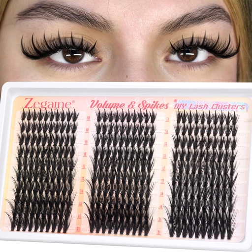 [BRSREEIYDENRQGQ4] Manga Lash Clusters Natural Eyelash Clusters With Spikes 300Pcs 13-21MM Long Wispy Cluster Eyelash Extensions D-Curly Volume Lash Clusters Anime Individual Lashes Fairy Lash Extensions by Zegaine