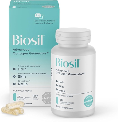 [BRSRMFTQOQFQYAAY] Biosil Collagen Booster Supplement - 30 Original Capsules - Patented ch-OSA Activator for Skin, Hair, Nails & Joints - Supports Natural Production - 15-Day Supply