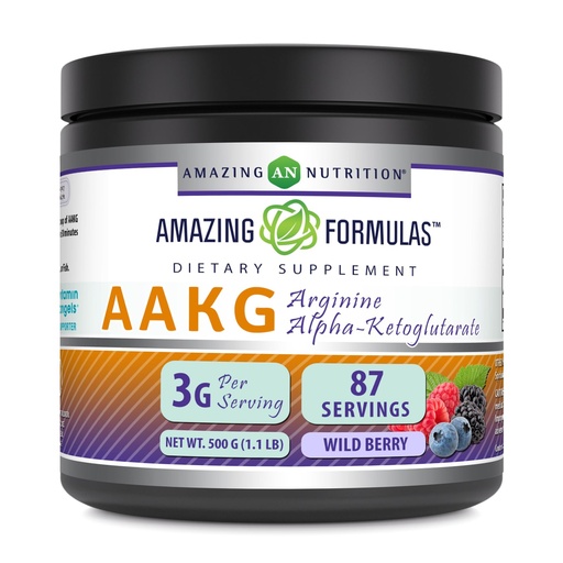 [BRSROFQEPMDRODT6] Amazing Formulas AAKG 500 Grams (1.1 Lb) Powder Supplement | Arginine Alpha-Ketoglutarate | Wild Berry Flavor | 87 Servings | Non-GMO | Gluten Free