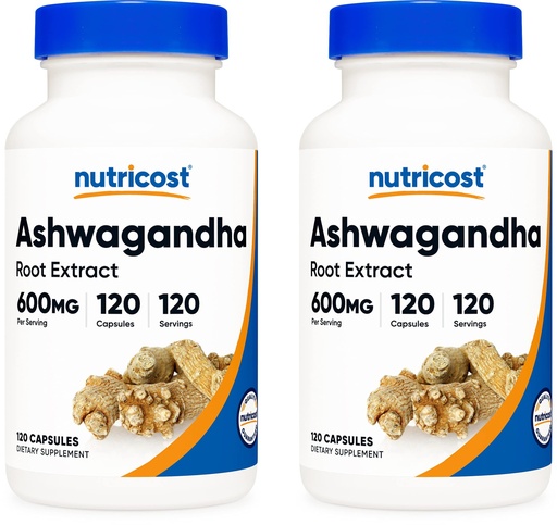 [BRSWGYINBVYGCD36] Nutricost Ashwagandha Herbal Supplement 600mg, 120 Capsules - Ashwagandha Root (2 Bottles)
