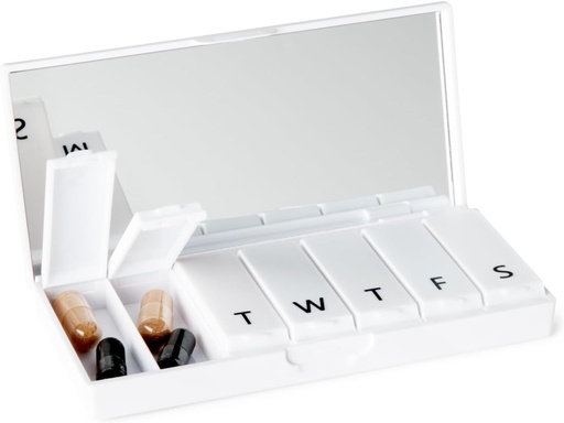 [BRSRAYYTCF5REGQY] PORT X POLISH Designer Weekly Pill Box Organizer (Single 1X Daily, Crisp White) | Compact, Stylish 7-Day Vitamin Supplement Case | Cute Portable Mini Travel Medicine Carrier | BPA-Free Pillbox Caddy