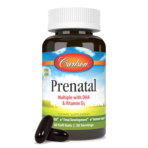 [BRSWECQ2BAIW2E3U] Carlson - Prenatal, Multiple with DHA & Vitamin D3, Pregnancy Health, Fetal Development & Immune Support, 60 Softgels