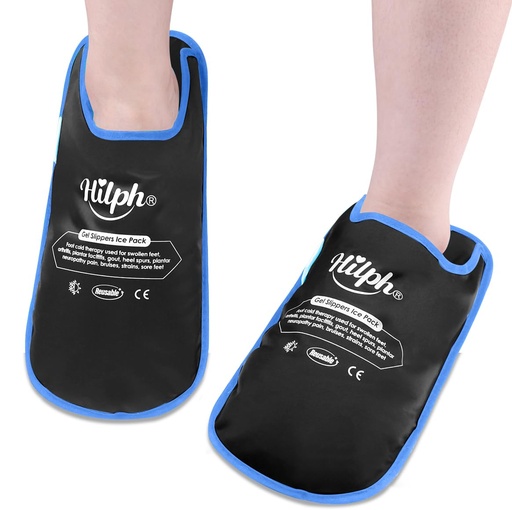 [BRSRA2QCBN6RYHTZ] Hilph Foot Ice Pack Slippers for Plantar Fasciitis, 1 Pair - Reusable Hot & Cold Packs, Gel Ice Slippers for Foot, Broken Toes, Gout, Surgery, Neuropathy, Diabetic, Swollen, Black