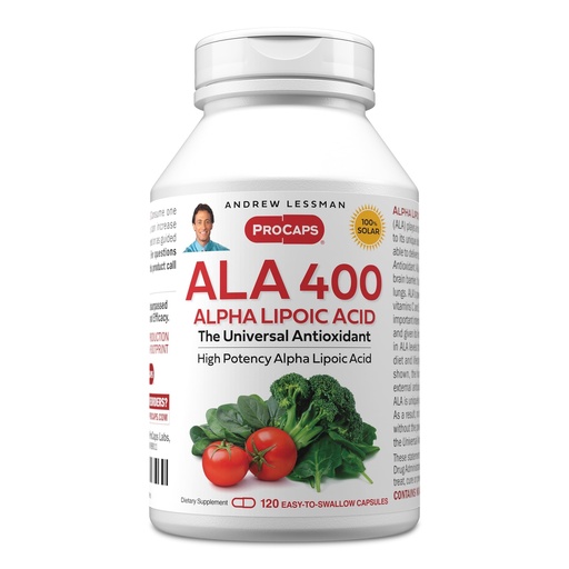 [BRSWECQ5CVYRYFLP] ANDREW LESSMAN Alpha Lipoic Acid ALA 400mg - 120 Capsules - The Universal Anti-Oxidant, Ultra-High Potency, No Additives