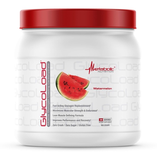 [BRSWKHDROJYWGHL3] Metabolic Nutrition, Glycoload, 100% Micronized Cyclic Cluster Dextrin Carbohydrate Powder, Muscle Glycogen Loading Carbohydrate, Pre Intra Post Workout Supplement, Watermelon, 600 gm (30 ser)