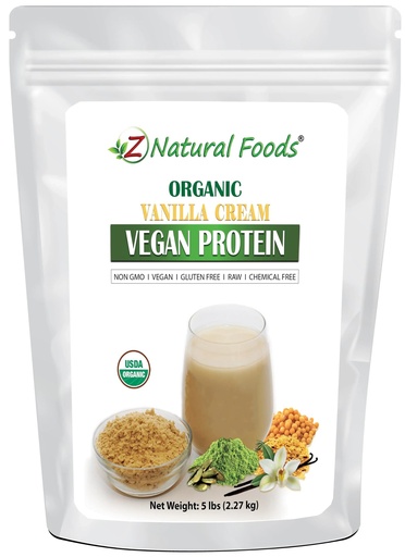[BRSRMYANCEIAG23O] Z Natural Foods Organic Vanilla Cream Vegan Protein Powder 5 lbs