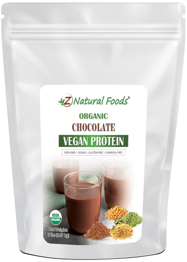 [BRSRMYANBUOWAAL3] Z Natural Foods Organic Chocolate Vegan Protein Powder - Optimum Protein Blend Sourced from Pea, Brown Rice and Pumpkin with Cacao to Give A Delicious Chocolate Flavor Boost, Vegan, Stevia Sweetened