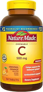 [BRSWKGYIBIFG2D3K] Nature Made Vitamin C 500 mg Chewable Tablets 150 ea (Pack of 2)