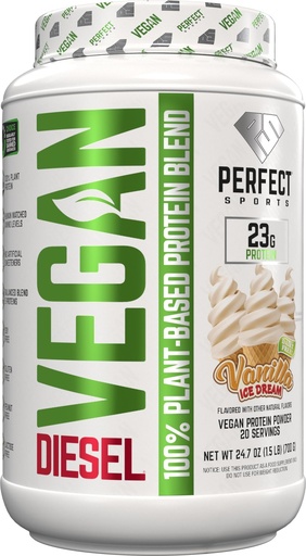 [BRSW2AQYCMIGGDTK] PERFECT SPORTS Vegan Diesel 100% Plant Based Protein | Whole Food Blend | No Artificial Sweeteners, Lactose Free, Keto | 23g Protein | 1.5 Pounds (Vanilla Ice Dream)