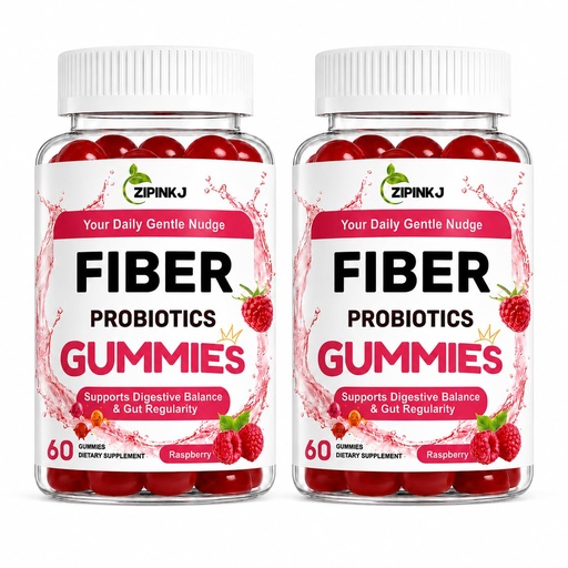 [BRSRGCQNAUPGGCQ4] Probiotic Kombucha Fiber Gummies, Prebiotics & Probiotics Digestive Supplement for Bloating, Gut Health, Digestive Balance & Daily Regularity - for Women and Men, Vegan Raspberry Flavor, 120 Count