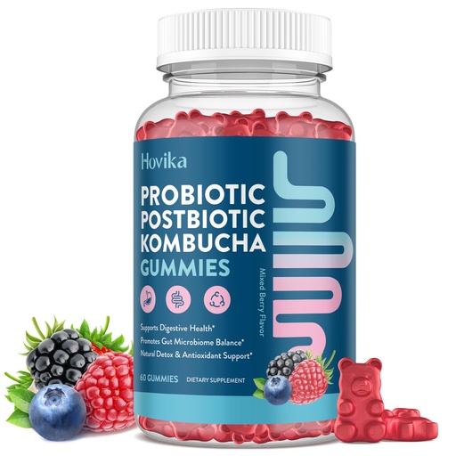 [BRSRGZD5CMIRGHQ7] Probiotic Kombucha Gummies for Digestive Health - Synergy Kombucha with Probiotics, Prebiotics & Postbiotics, Dandelion Root, Slppery Elm - Gut Health for Women & Men, Mixed Berry Flavor 60 Gummies