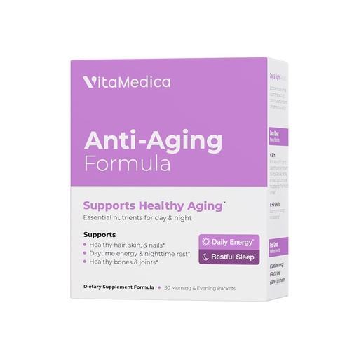 [BRSWIYQYAADWOCDM] VitaMedica Anti-Aging Formula AM/PM Multivitamin Packets for Women & Men – Supports Radiant Skin, Hair & Nails, Daytime Energy + Nighttime Recovery – 30 Packs