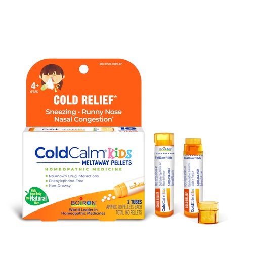 [BRSWIYYADMIBOYDE] Boiron ColdCalm Kids Pellets for Relief of Common Cold Symptoms Such as Sneezing, Runny Nose, Sore Throat, and Nasal Congestion - 2 Count (160 Pellets)