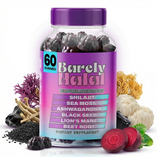 [BRSREHYCBUGR6FDB] Shilajit Gummies for Energy & Focus – Ashwagandha, Beet Root, Lion’s Mane, Sea Moss & Black Seed – Vegan, Halal-Certified Adaptogen Supplement for Daily Performance & Calm – 60 Gummies