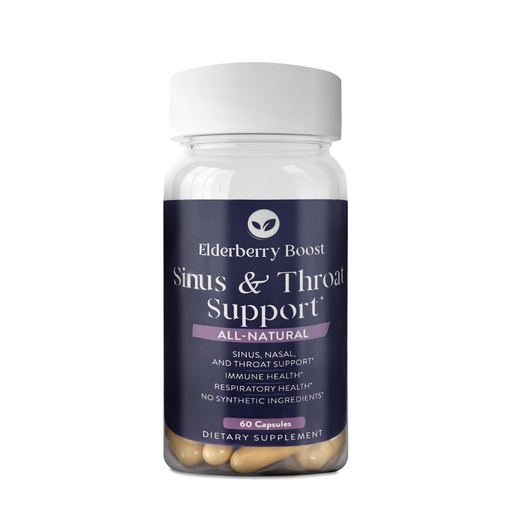 [BRSREZDYOUDWMALO] Elderberry Boost Sinus & Throat Support Capsules – Supports Healthy Histamine Levels, Seasonal Congestion & Scratchy Throat Comfort – with Quercetin, Bromelain & Nettle Leaf – 60 Capsules