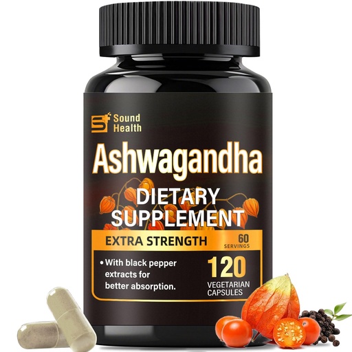 [BRSREAL4B4MA2A3U] Ashwagandha Capsules Supplements - Ashwagandha for Women & Man, 120 Capsules (60 Servings)