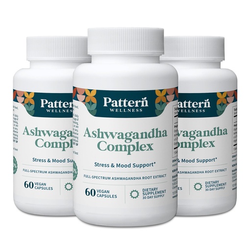 [BRSROH37CV4GYCQZ] Pattern Wellness Ashwagandha Complex for Men & Women – Organic KSM-66® & Black Pepper Extract – Supports Stress Response & Energy Balance – Non-GMO – 180 Vegan Capsules